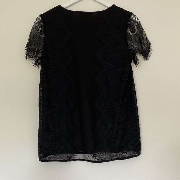 BRIXON Ivy Black Lace-Style Top With Fringe Sleeves, Small - Picture 4 of 7